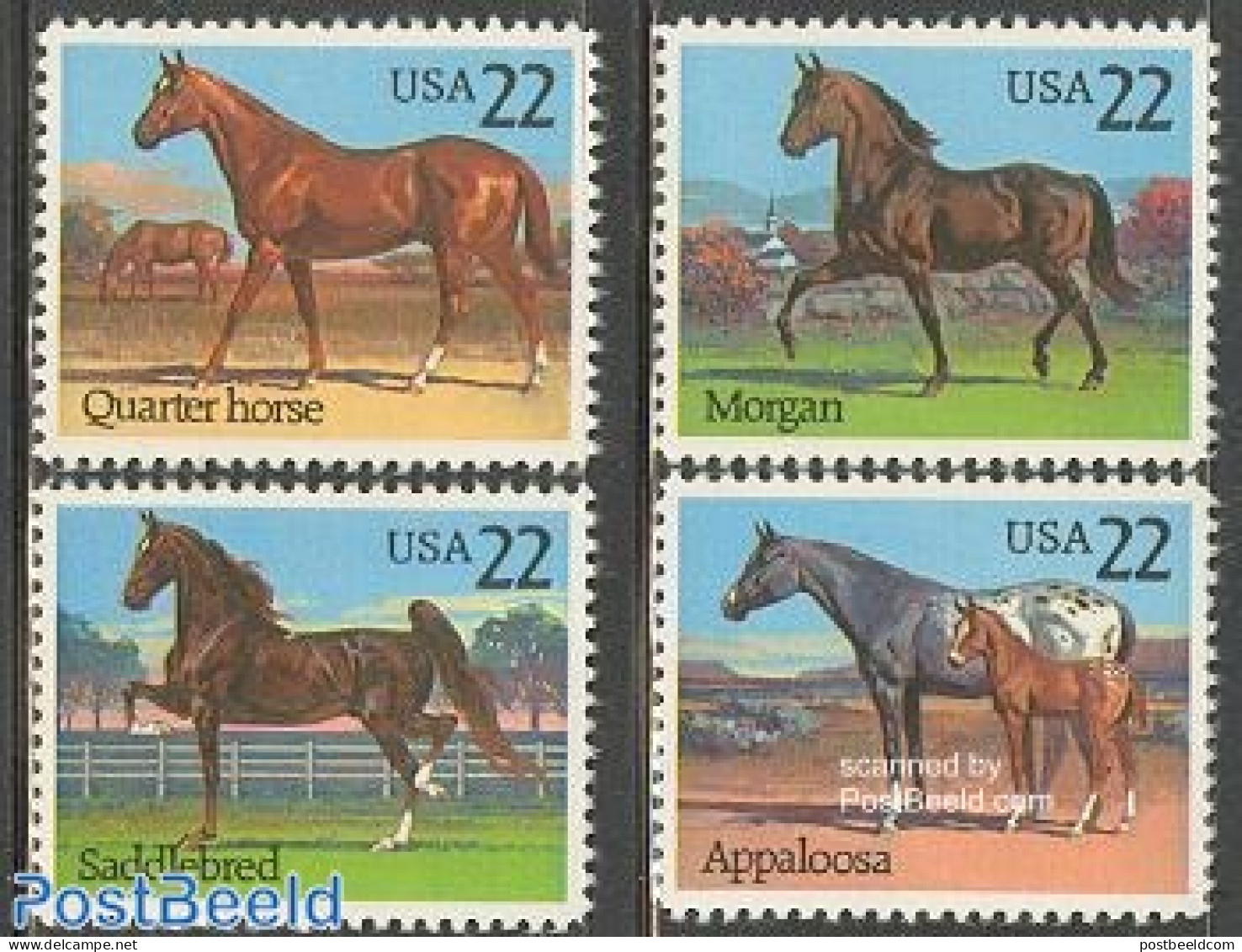 United States Of America 1985 Horses 4v, Mint NH, Nature - Horses - Nuovi