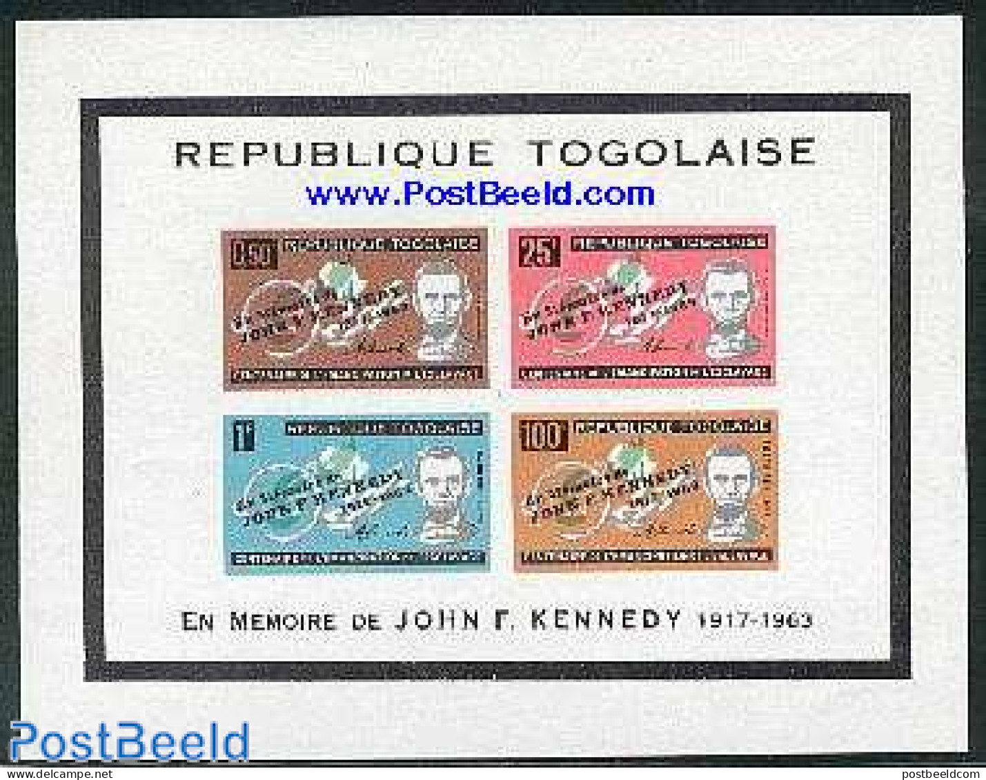 Togo 1964 Death Of Kennedy S/s, Mint NH, History - American Presidents - Togo (1960-...)