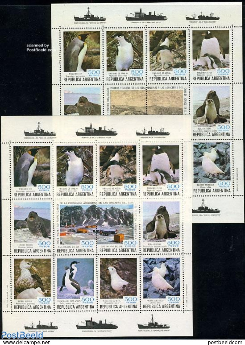 Argentina 1980 Orkney Islands 2 M/ss, Mint NH, Nature - Science - Birds - Penguins - The Arctic & Antarctica - Nuovi