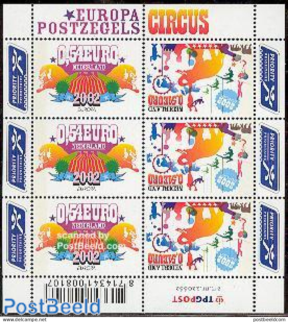 Netherlands 2002 Europa, Circus M/s, Mint NH, History - Nature - Performance Art - Europa (cept) - Cat Family - Elepha.. - Nuovi