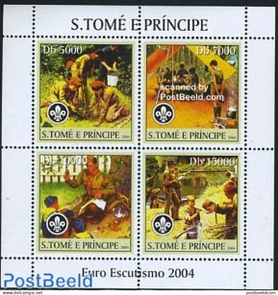 Sao Tome/Principe 2004 Scouting 4v M/s, Mint NH, Sport - Scouting - São Tomé Und Príncipe