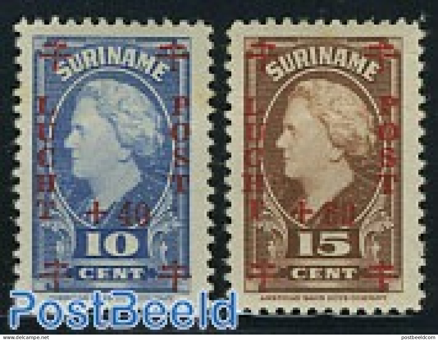 Suriname, Colony 1946 Airmail Overprints 2v, Mint NH, Health - Red Cross - Rode Kruis