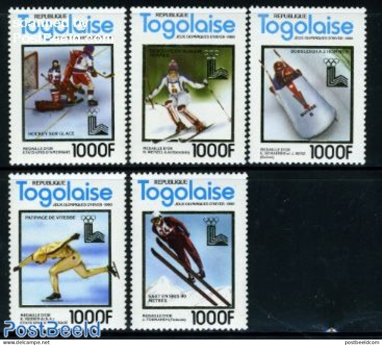 Togo 1980 Olympic Winter Games 5v, Mint NH, Sport - (Bob) Sleigh Sports - Ice Hockey - Olympic Winter Games - Skating .. - Inverno