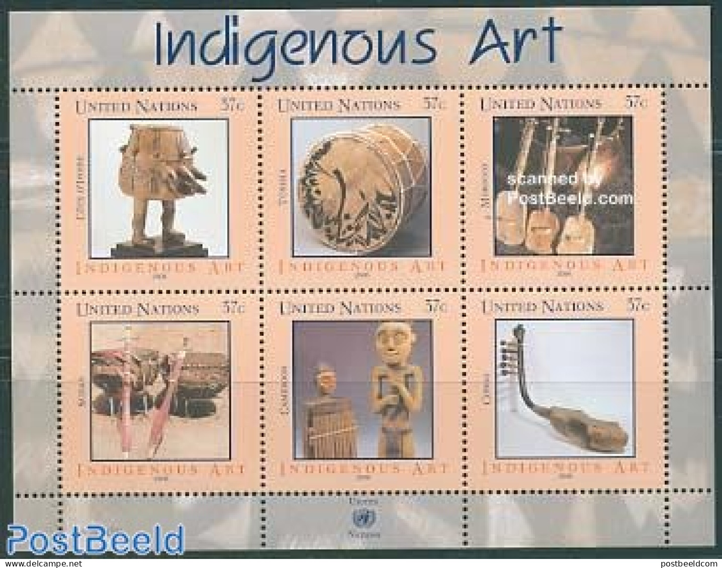 United Nations, New York 2006 Indigenous Art 6v M/s, Mint NH, Performance Art - Music - Musical Instruments - Art - Ha.. - Music