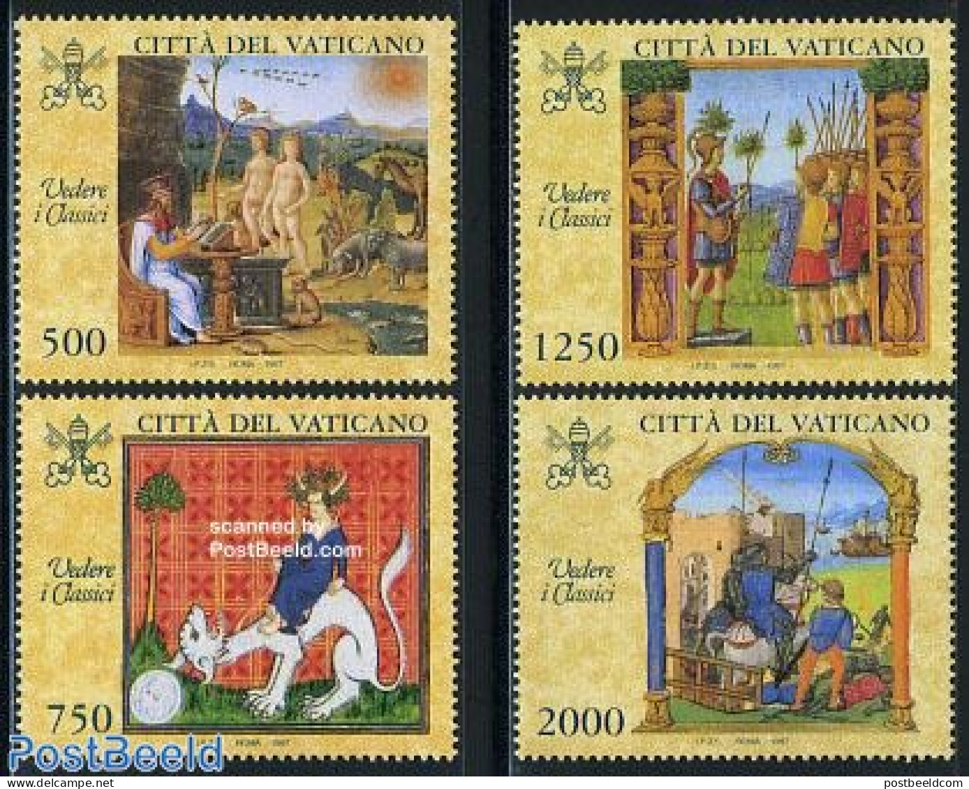 Vatican 1997 Medieval Book Illustrations 4v, Mint NH, Art - Books - Unused Stamps