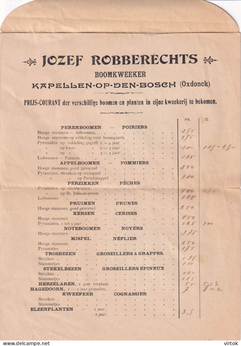 Kapellen-op-den-Bosch ( Oxdock ): Boomkweeker ; Jozef Robberechts ( DOC A4 )  1913 Met Duitse Stempel & Zegel - 1900 – 1949