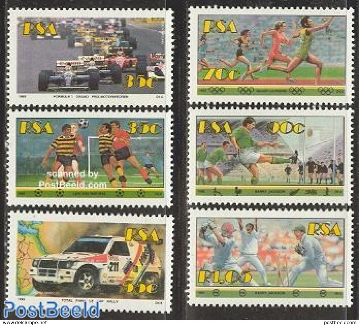 South Africa 1992 Sports 6v, Mint NH, Sport - Transport - Autosports - Cricket - Rugby - Sport (other And Mixed) - Aut.. - Ungebraucht