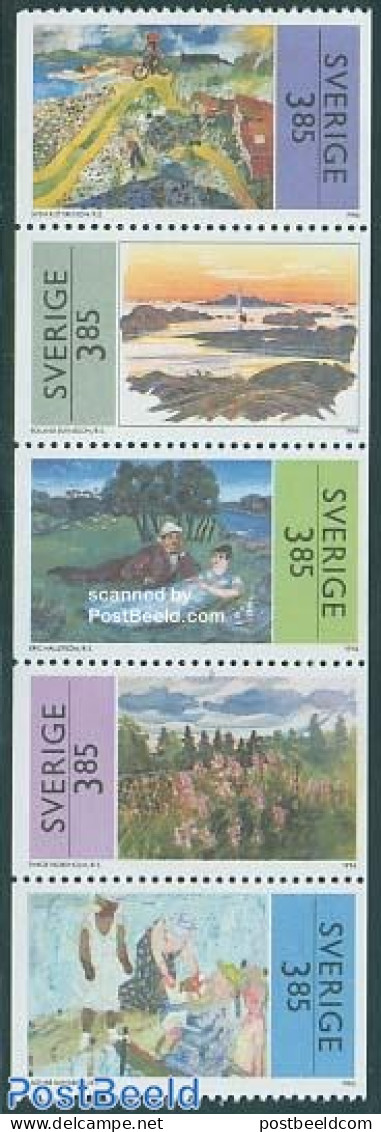 Sweden 1996 Summer, Paintings 5v, Mint NH, Sport - Cycling - Art - Modern Art (1850-present) - Unused Stamps
