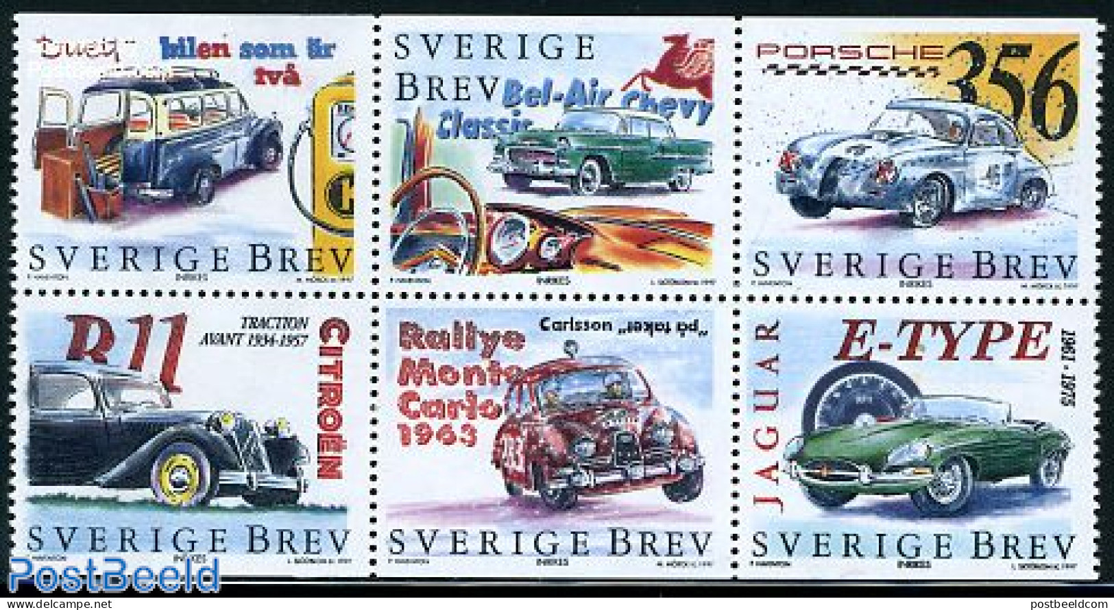 Sweden 1997 Automobiles 6v [++], Mint NH, Sport - Transport - Autosports - Automobiles - Neufs