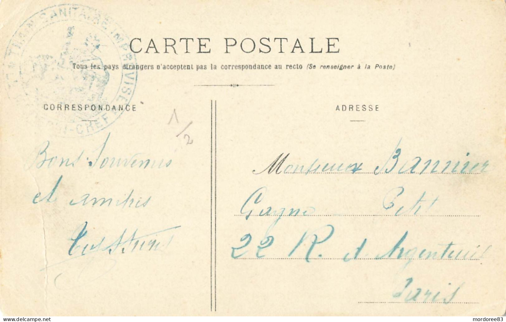 CPA FM CACHET TRAIN SANITAIRE IMPROVISE  POUR PARIS - Guerra Del 1914-18