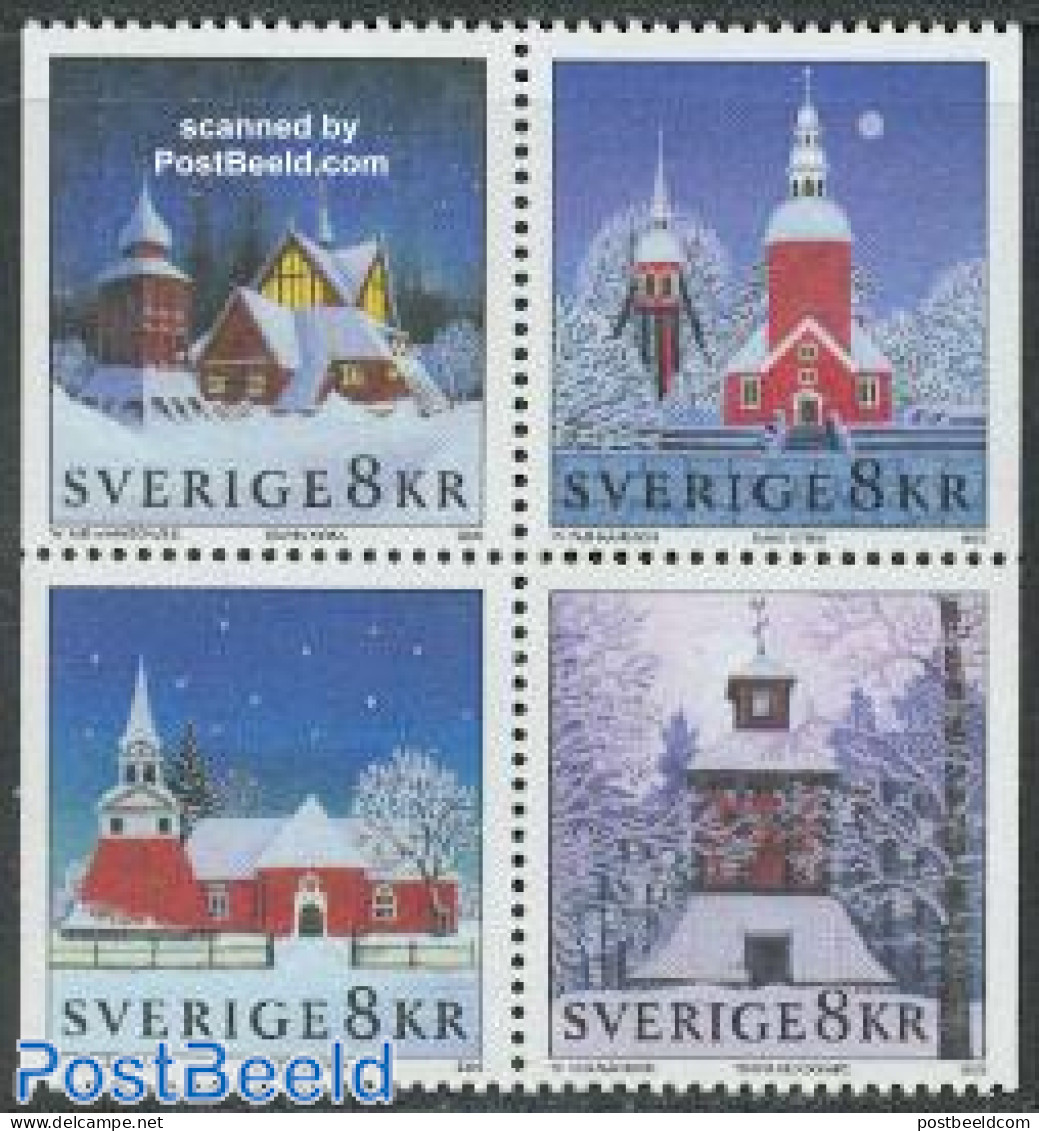 Sweden 2002 Christmas 4v [+], Mint NH, Religion - Christmas - Churches, Temples, Mosques, Synagogues - Ongebruikt