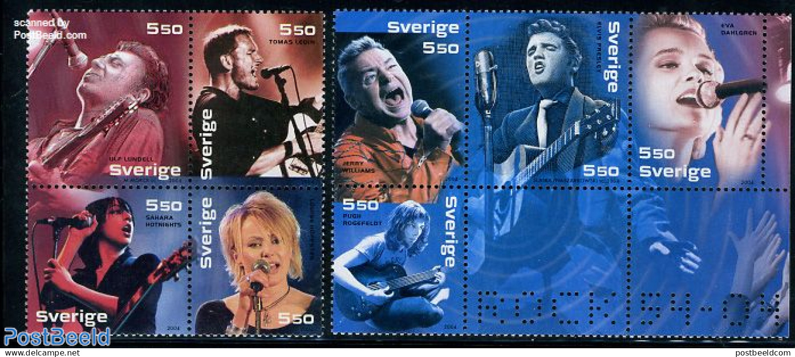 Sweden 2004 Rock Stars 8v, Mint NH, Performance Art - Music - Popular Music - Ungebraucht