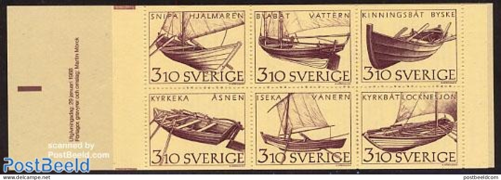 Sweden 1988 Ships 6v In Booklet, Mint NH, Transport - Stamp Booklets - Ships And Boats - Ungebraucht