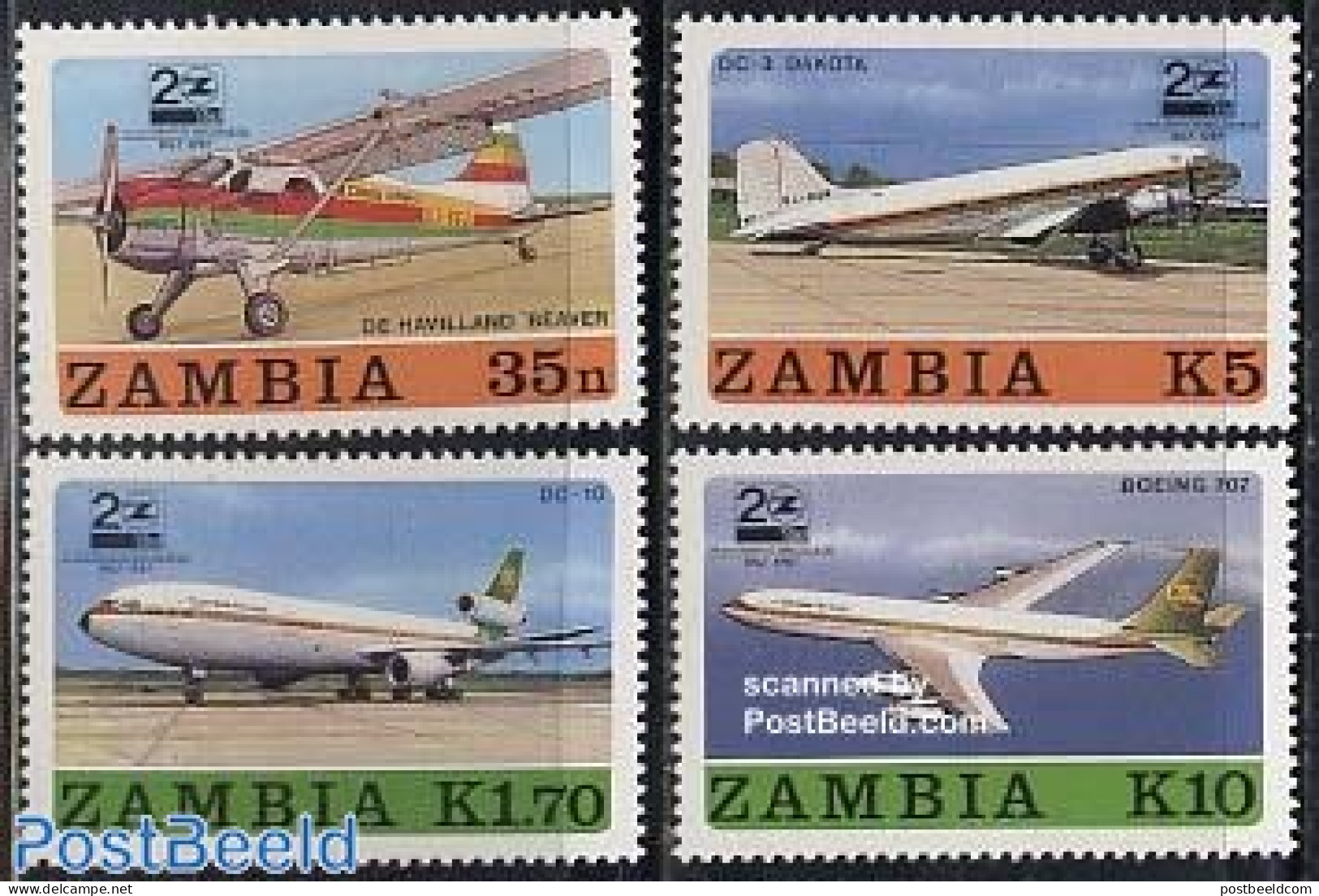 Zambia 1987 Air Zambia 4v, Mint NH, Transport - Aircraft & Aviation - Flugzeuge