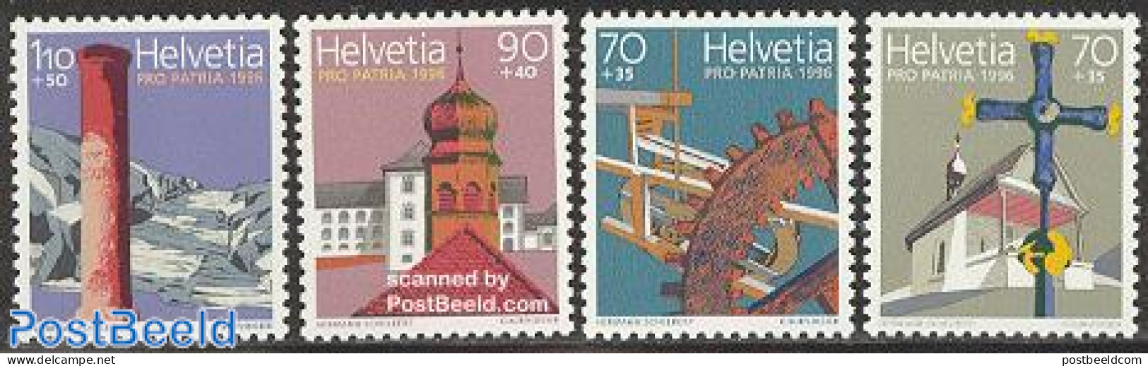 Switzerland 1996 Pro Patria 4v, Mint NH, Various - Mills (Wind & Water) - Art - Architecture - Unused Stamps