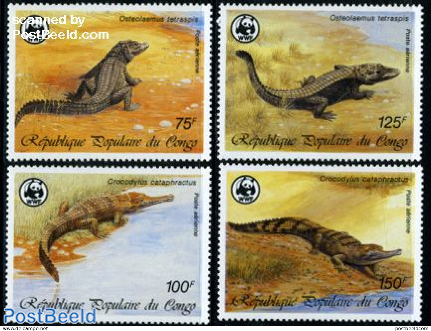 Congo Republic 1987 WWF, Crocodile 4v, Mint NH, Nature - Reptiles - World Wildlife Fund (WWF) - Otros & Sin Clasificación