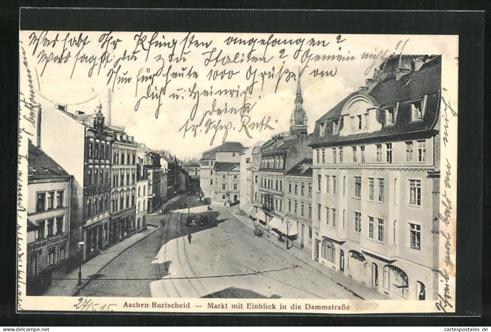 AK Aachen-Burtscheid, Markt Mit Einblick In Die Dammstrasse  - Aachen