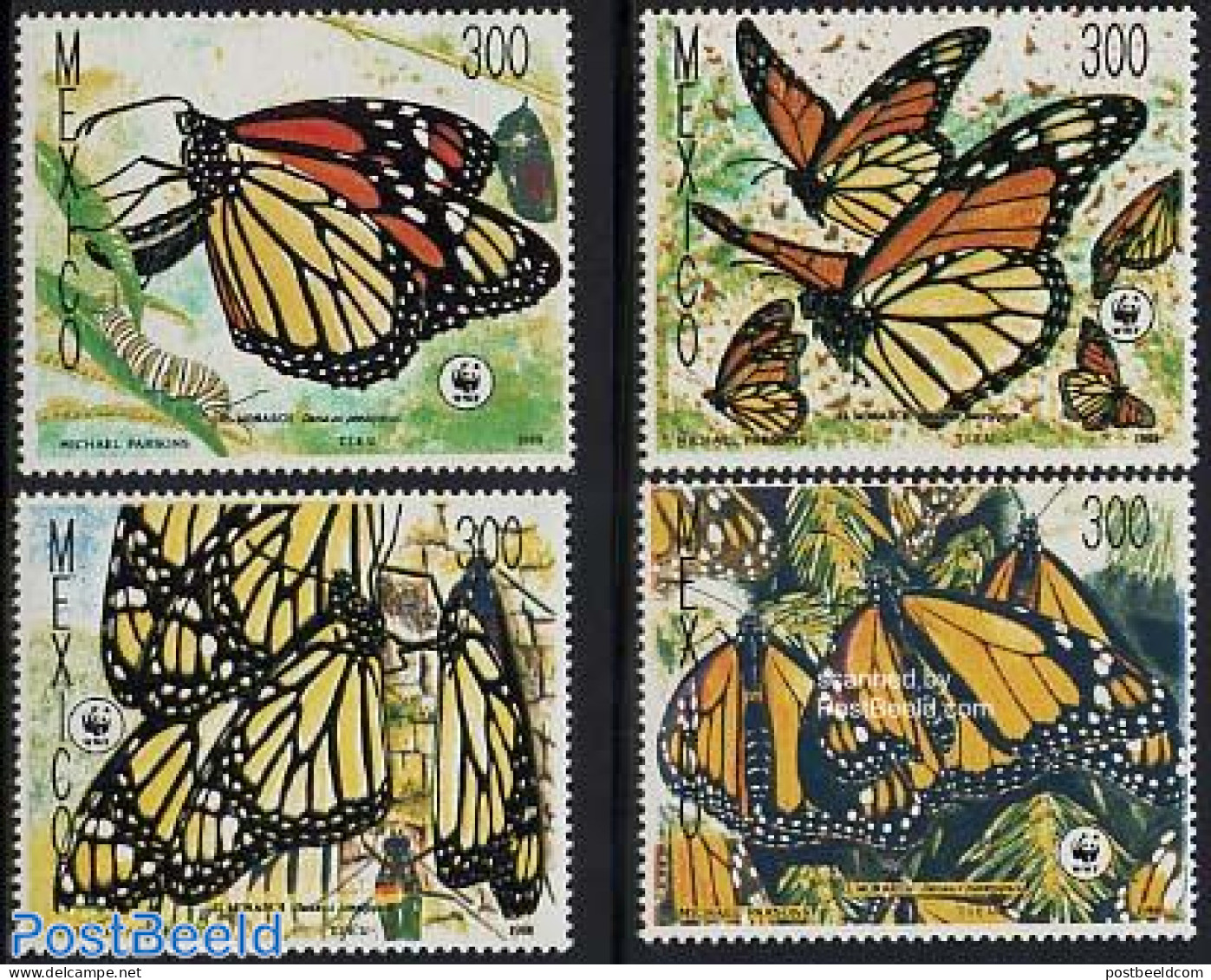 Mexico 1988 WWF, Butterflies 4v, Mint NH, Nature - Butterflies - World Wildlife Fund (WWF) - Mexico
