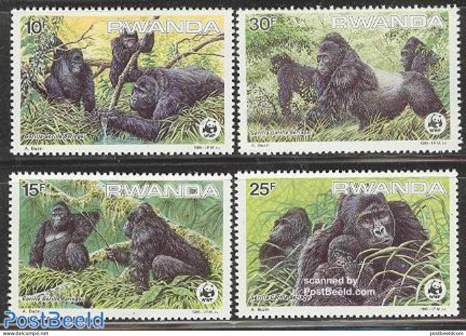 Rwanda 1985 WWF, Mountain Gorilla 4v, Mint NH, Nature - Monkeys - World Wildlife Fund (WWF) - Otros & Sin Clasificación