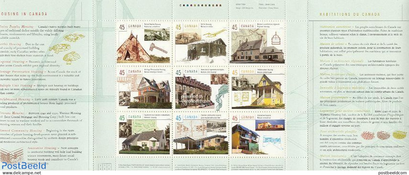 Canada 1998 Living In Canada 9v M/s, Mint NH, Art - Architecture - Nuevos