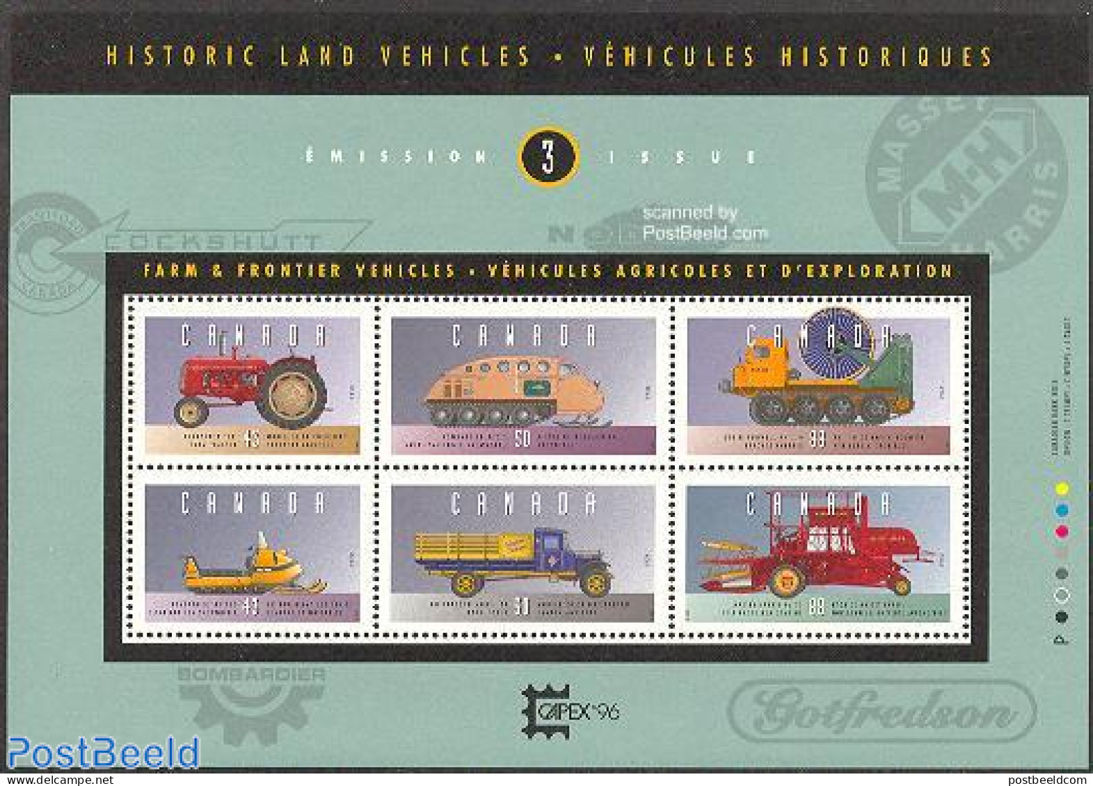 Canada 1995 Historic Verhicles No. 3 S/s, Mint NH, Transport - Various - Automobiles - Agriculture - Ongebruikt