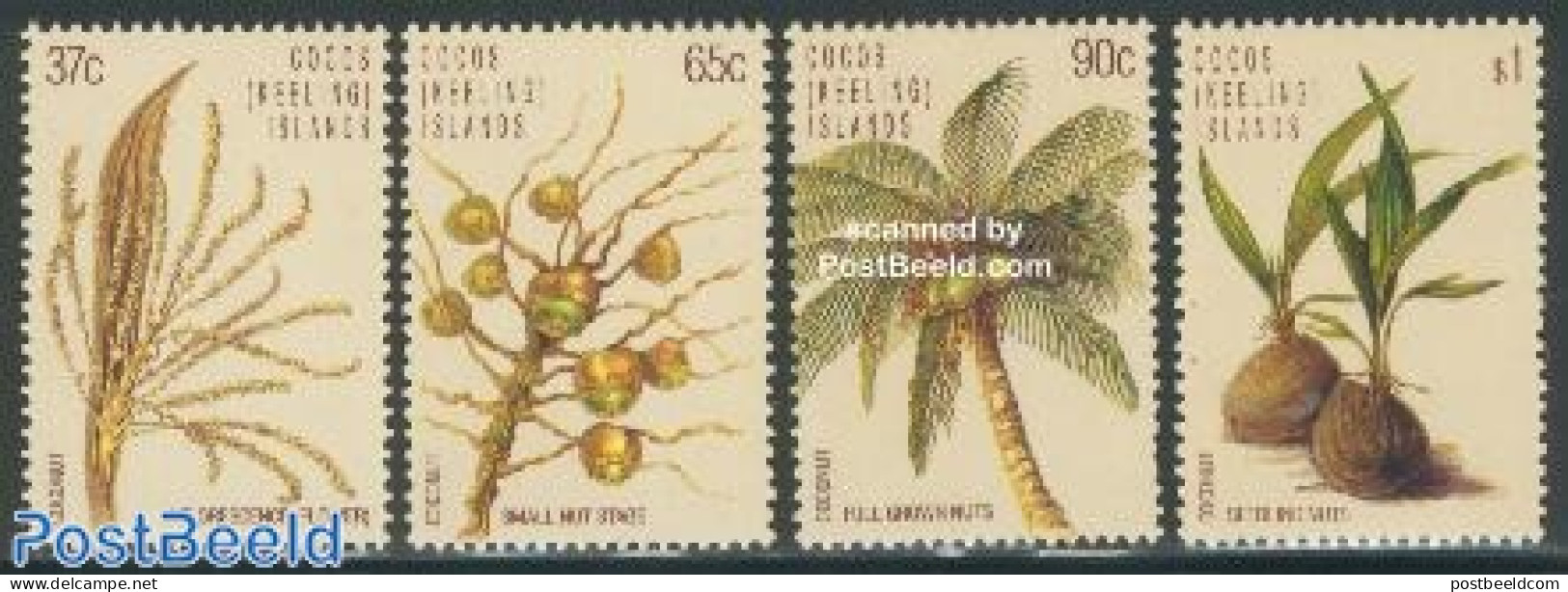 Cocos Islands 1988 Coconuts 4v, Mint NH, Nature - Flowers & Plants - Fruit - Fruits