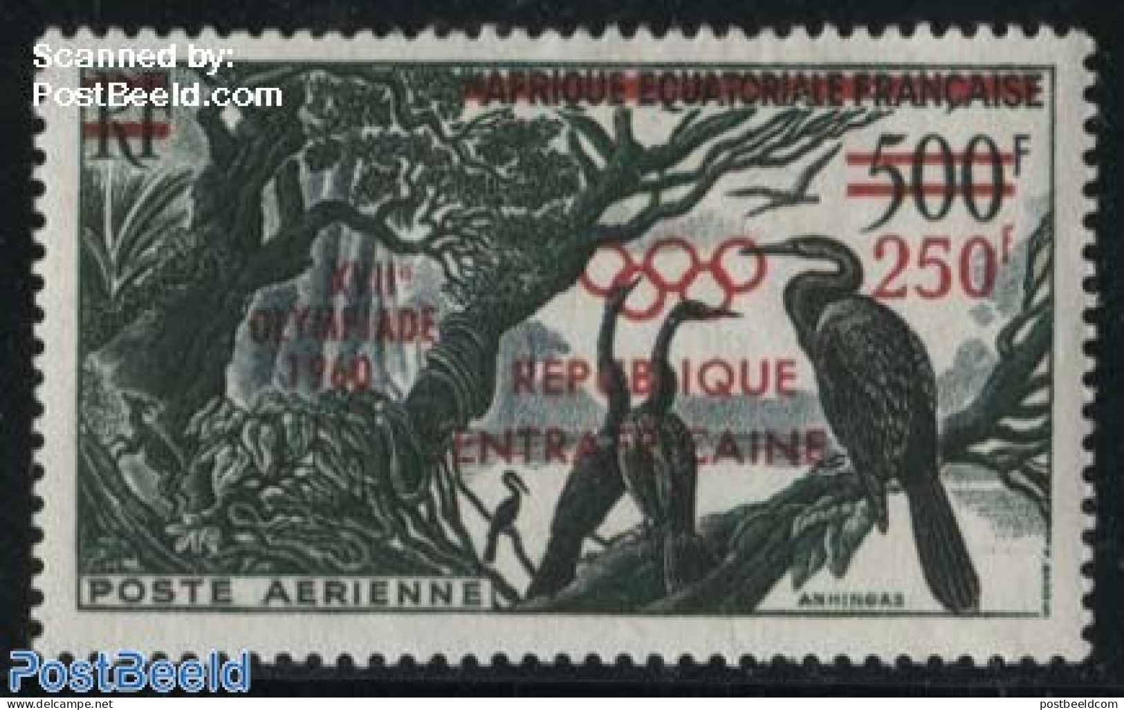 Central Africa 1960 Olympic Games Rome 1v, Mint NH, Nature - Sport - Birds - Trees & Forests - Olympic Games - Rotary, Lions Club