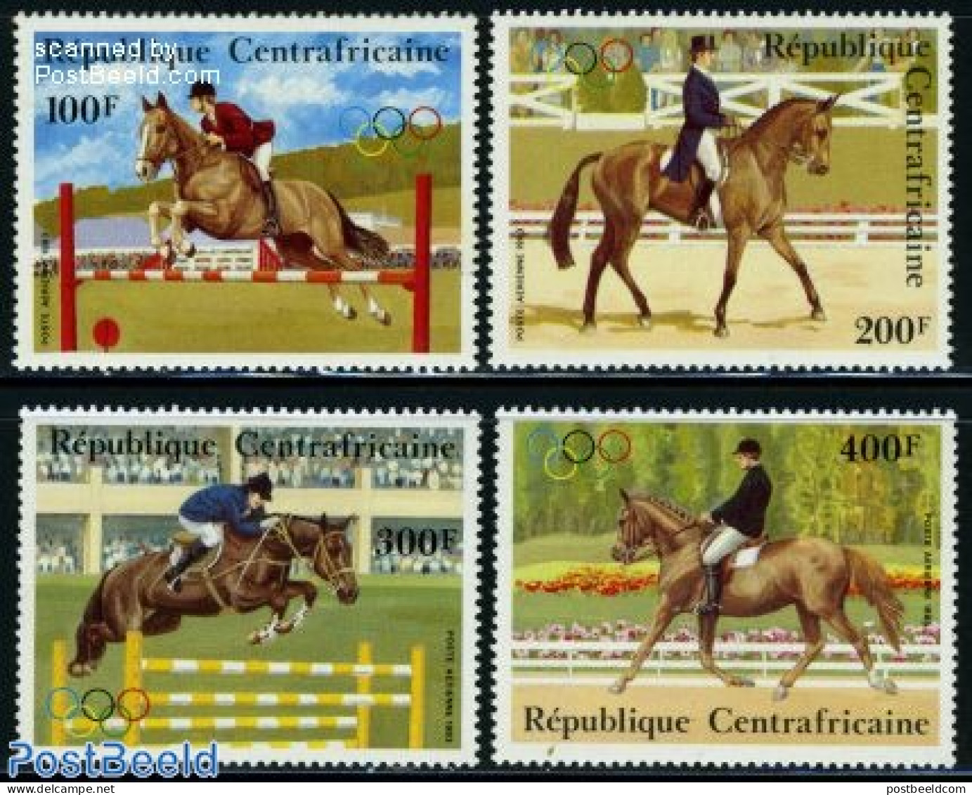 Central Africa 1984 Olympic Games 4v, Mint NH, Nature - Sport - Horses - Olympic Games - Centrafricaine (République)