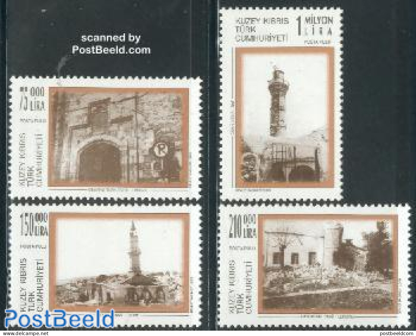 Turkish Cyprus 1999 Architecture 4v, Mint NH, Religion - Various - Churches, Temples, Mosques, Synagogues - Police - Eglises Et Cathédrales