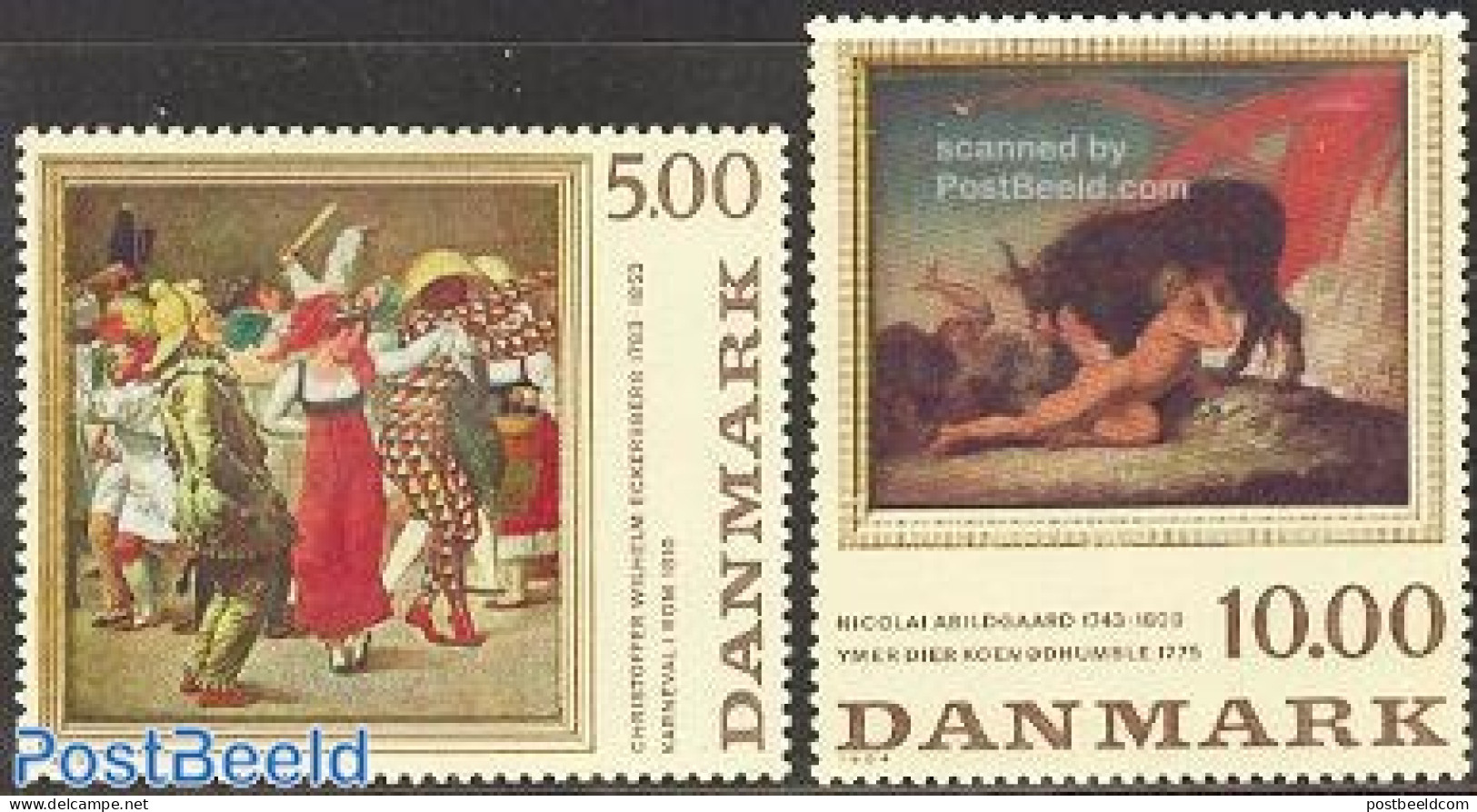 Denmark 1984 Paintings 2v, Mint NH, Nature - Various - Cattle - Folklore - Art - Modern Art (1850-present) - Ongebruikt