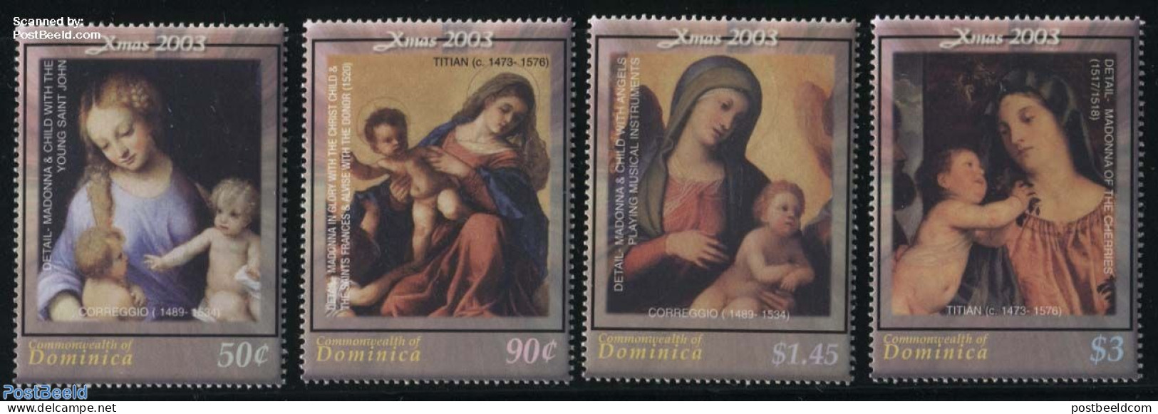 Dominica 2003 Christmas 4v, Mint NH, Religion - Christmas - Art - Paintings - Weihnachten