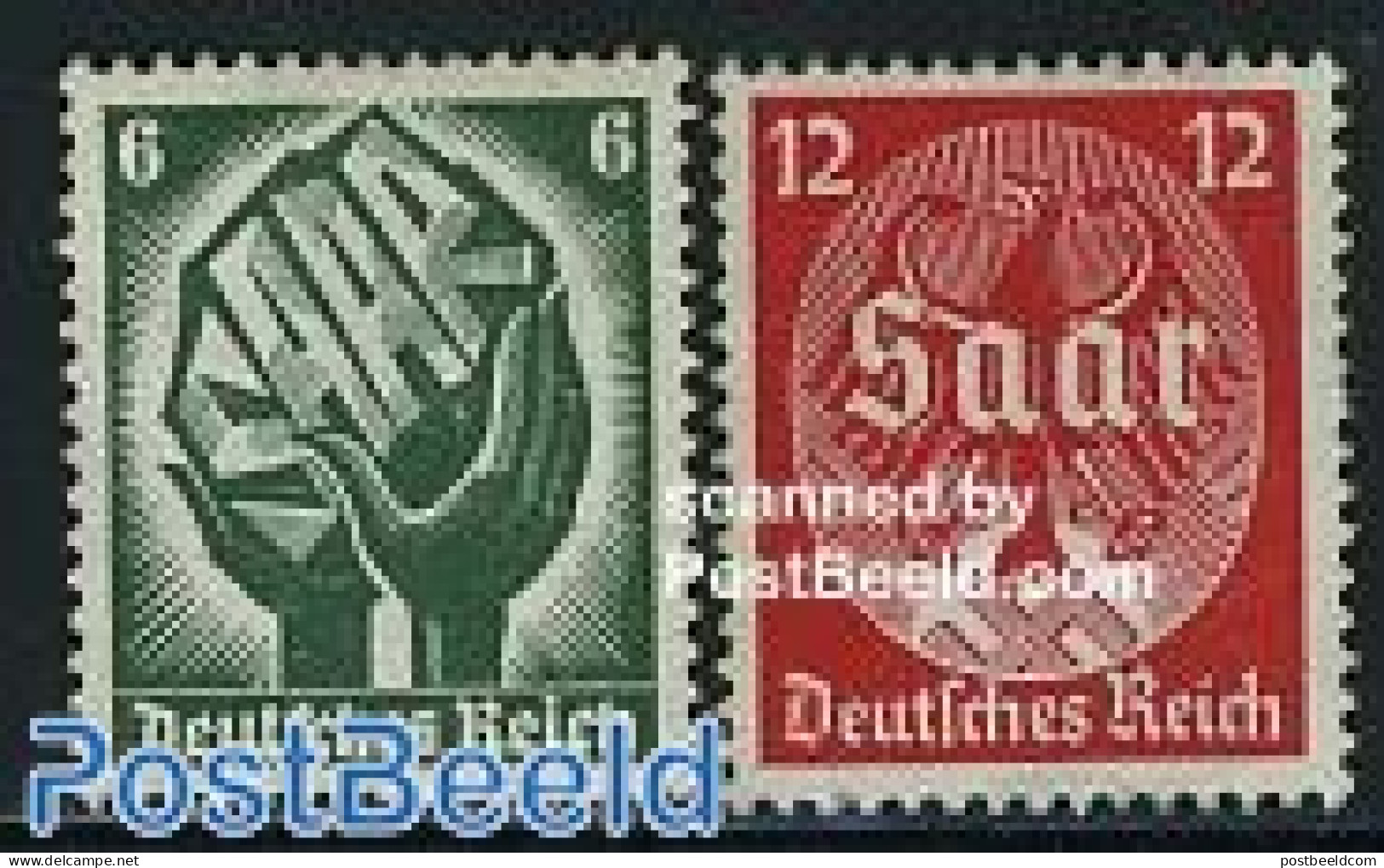 Germany, Empire 1934 SAAR 2v, Mint NH - Nuevos