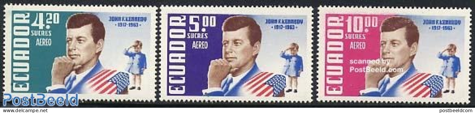 Ecuador 1964 Death Of Kennedy 3v, Mint NH, History - American Presidents - Ecuador