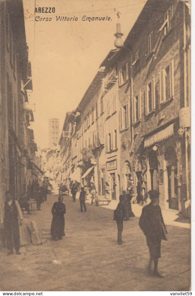 AREZZO-CORSO VITTORIO EMANUELE- BELLA E ANIMATA CARTOLINA VIAGGIATA IL 17-10-1909 - Arezzo