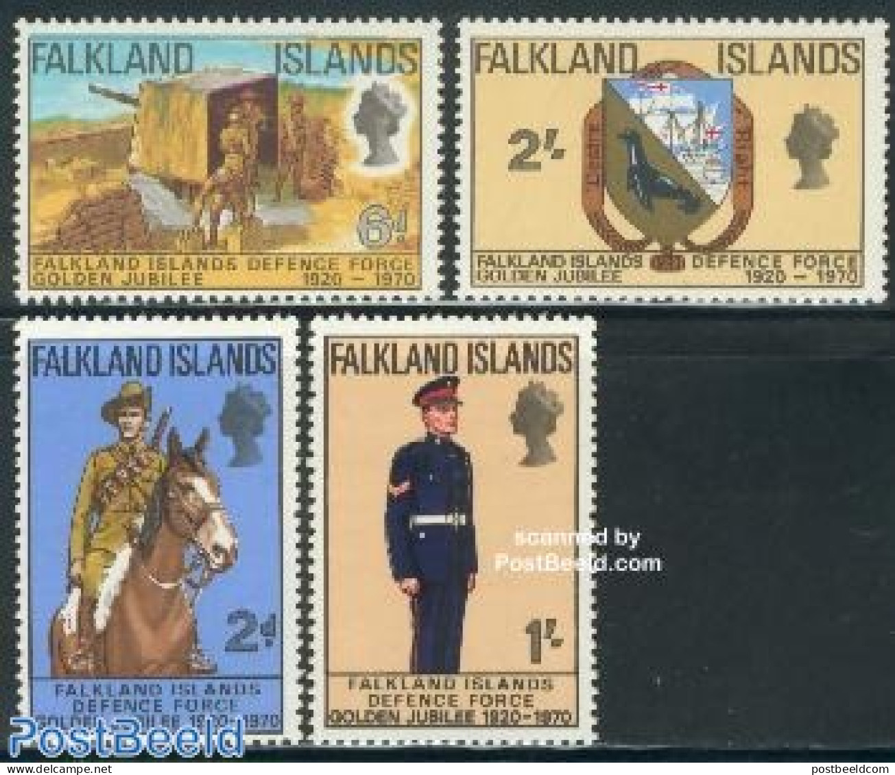 Falkland Islands 1970 Defense Force 4v, Mint NH, History - Nature - Transport - Various - Coat Of Arms - Militarism - .. - Militares