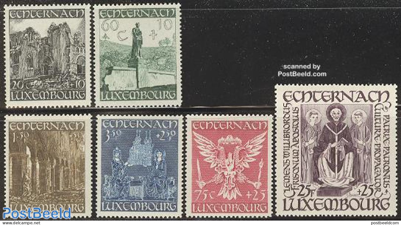 Luxemburg 1947 Willibrord Abbey Echternach 6v, Unused (hinged), History - Religion - Coat Of Arms - Cloisters & Abbeys.. - Unused Stamps