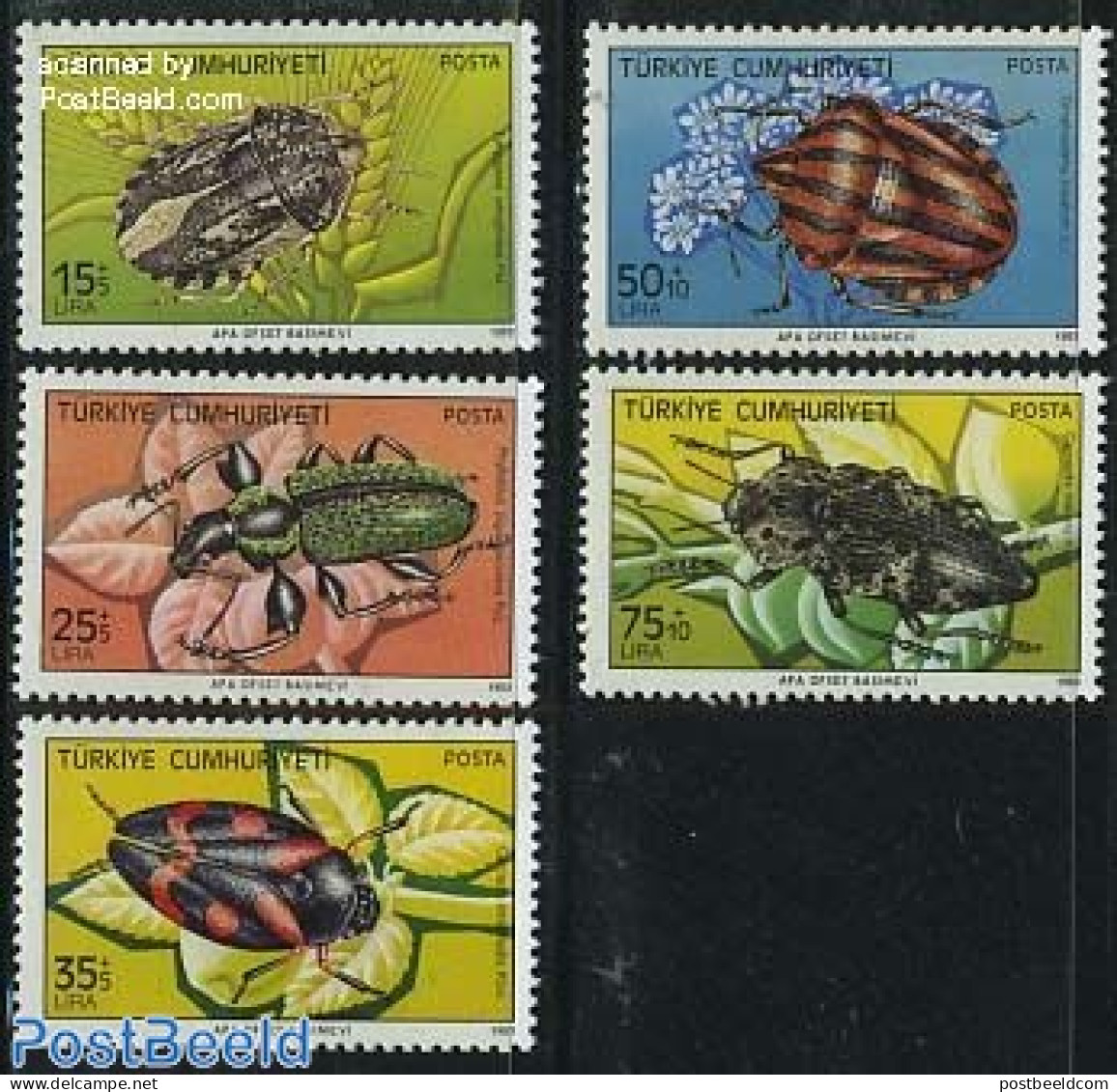 Türkiye 1983 Insects 5v, Mint NH, Nature - Insects - Other & Unclassified