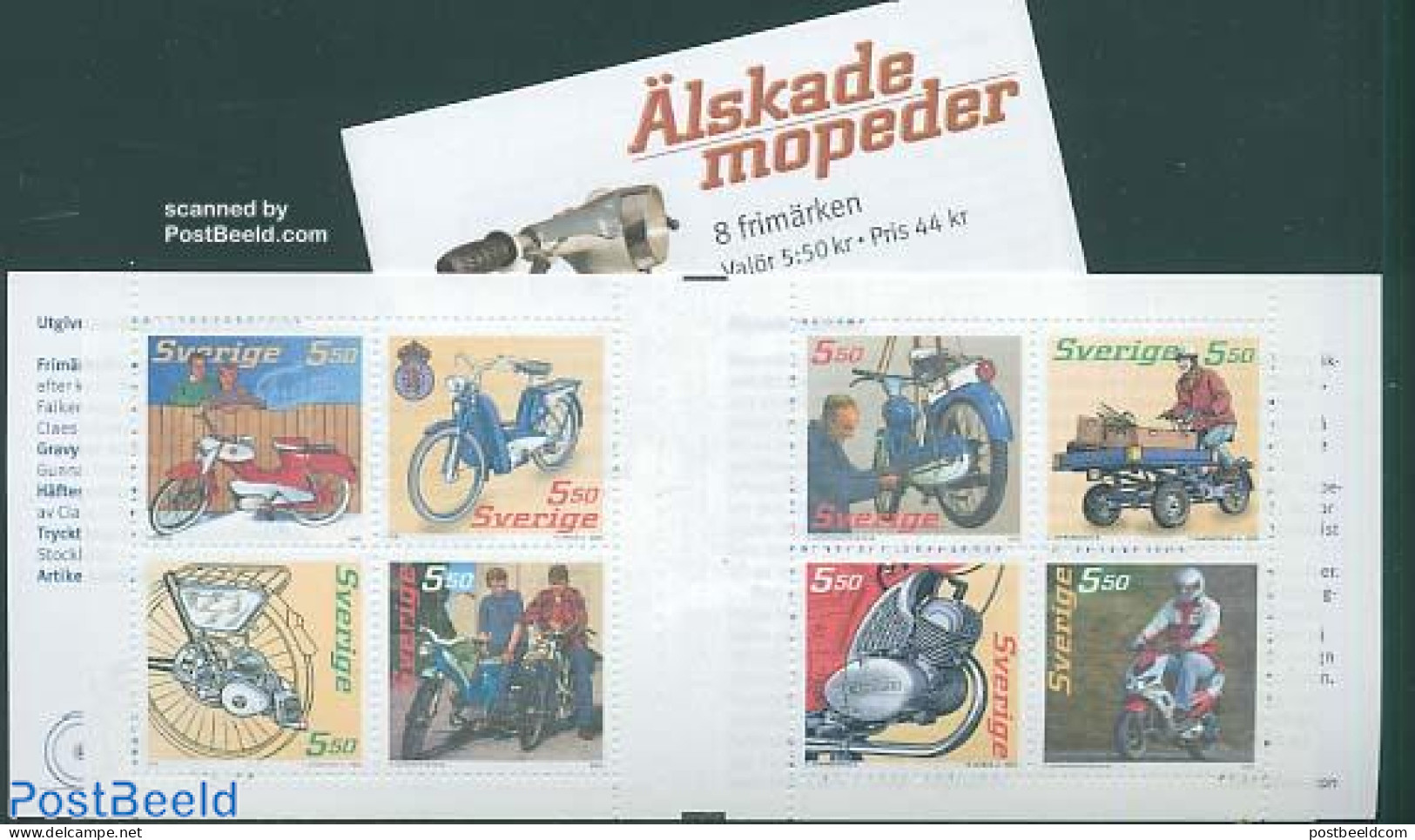 Sweden 2005 Motor Cycles 8v In Booklet, Mint NH, Transport - Stamp Booklets - Motorcycles - Ongebruikt