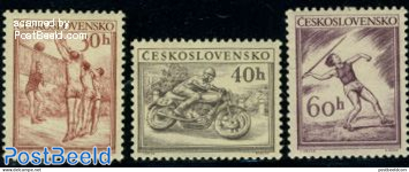 Czechoslovkia 1953 Sports 3v, Mint NH, Sport - Transport - Athletics - Sport (other And Mixed) - Volleyball - Motorcyc.. - Autres & Non Classés