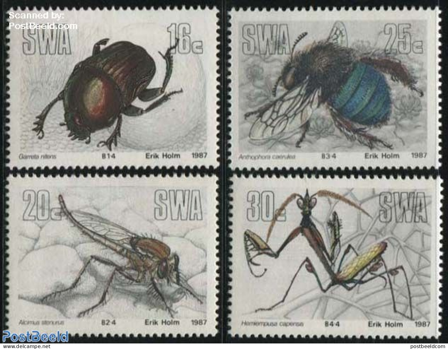 South-West Africa 1987 Insects 4v, Mint NH, Nature - Insects - África Del Sudoeste (1923-1990)