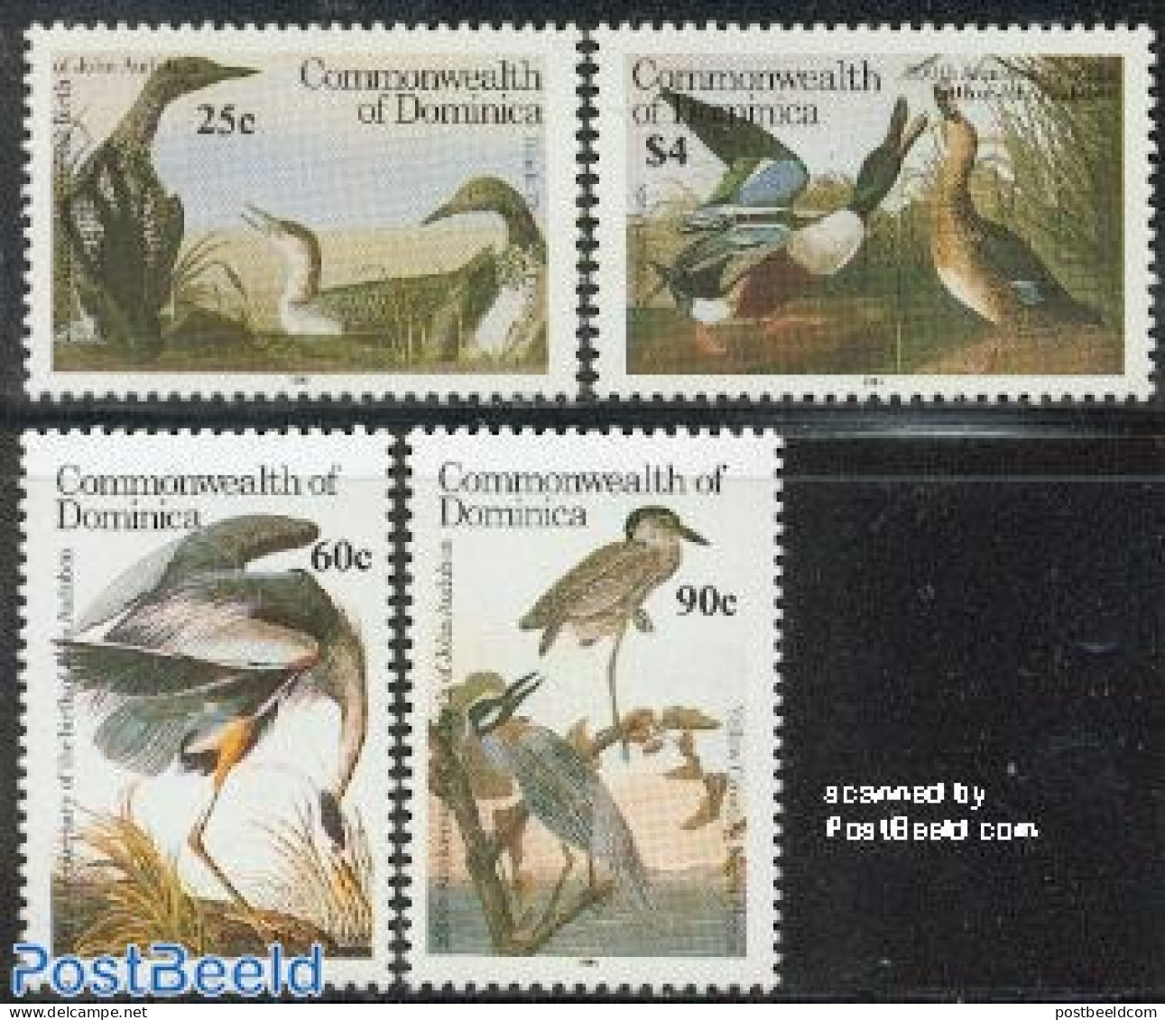 Dominica 1986 J.J. Audubon 4v, Mint NH, Nature - Birds - Ducks - Dominicaanse Republiek