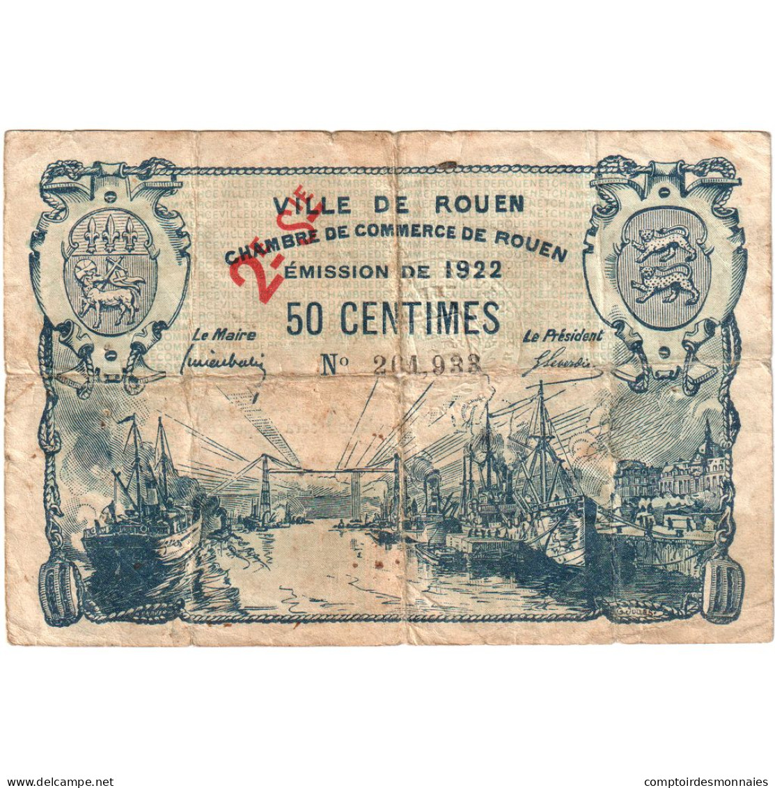 France, Rouen, 50 Centimes, 1922, TTB, Pirot:110-64 - Camera Di Commercio