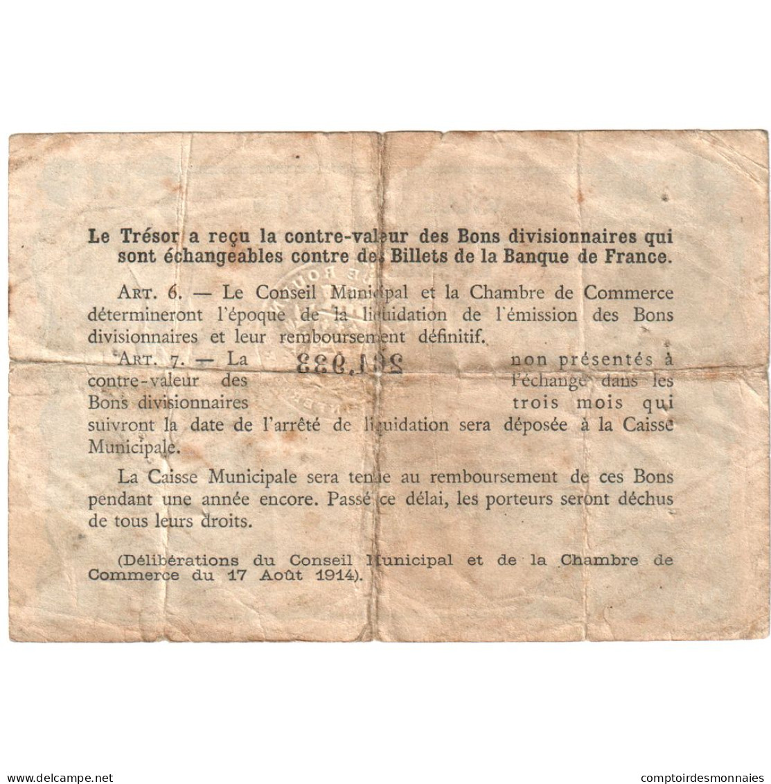 France, Rouen, 50 Centimes, 1922, TTB, Pirot:110-64 - Camera Di Commercio