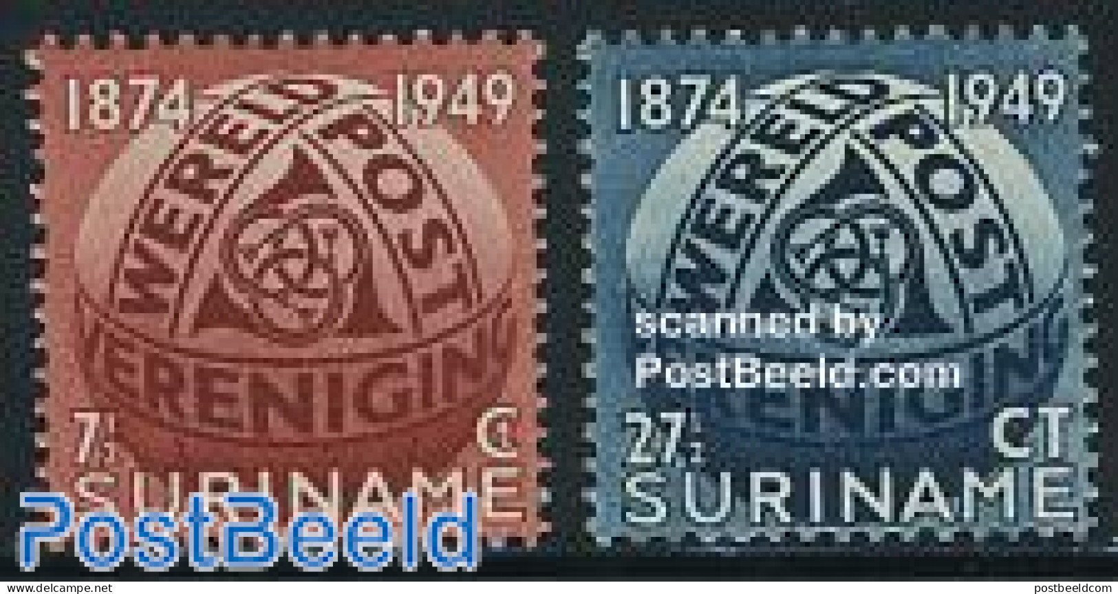 Suriname, Colony 1949 75 Years U.P.U. 2v, Mint NH, U.P.U. - U.P.U.