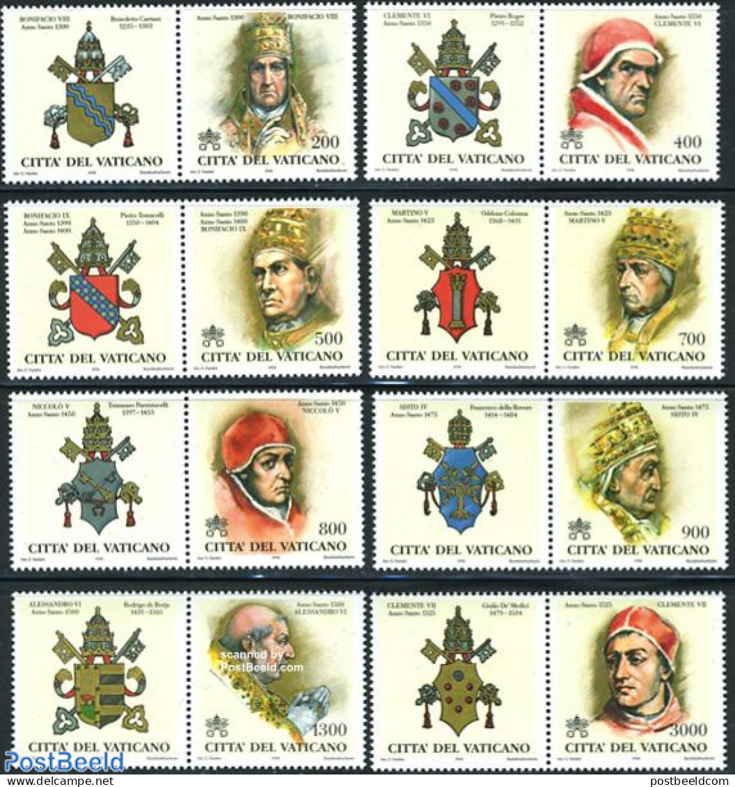 Vatican 1998 Popes 8v+tabs [:T], Mint NH, Religion - Pope - Religion - Unused Stamps