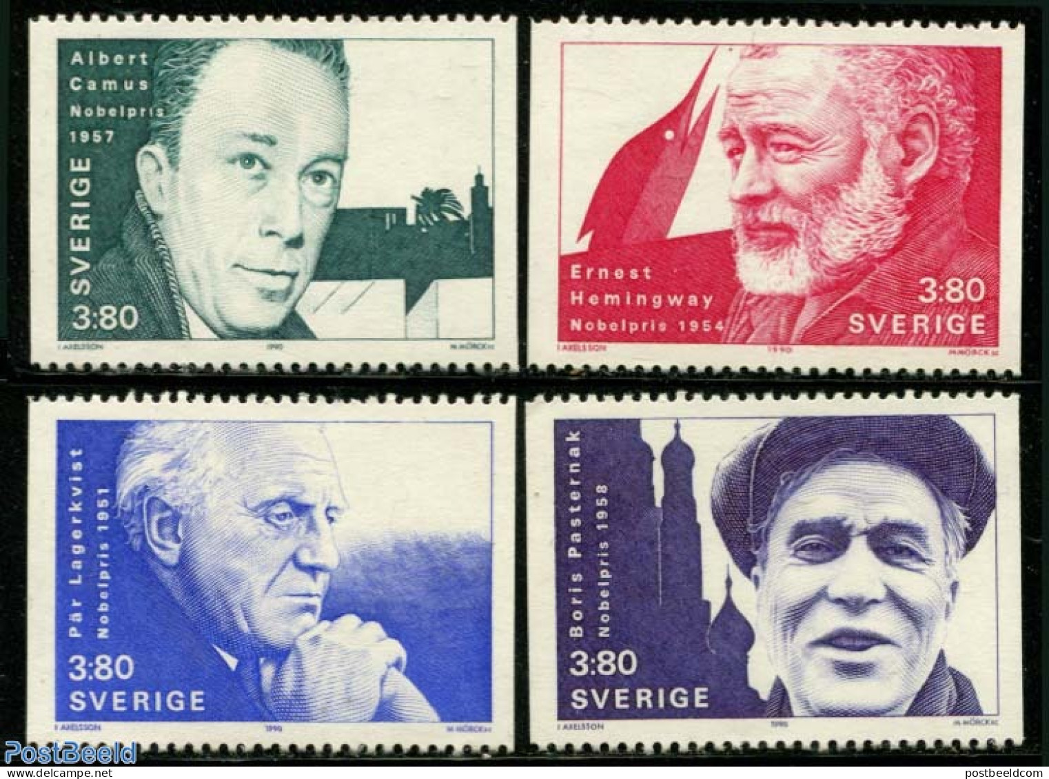 Sweden 1990 Nobel Prize Winners 4v, Mint NH, History - Nobel Prize Winners - Art - Authors - Nuovi