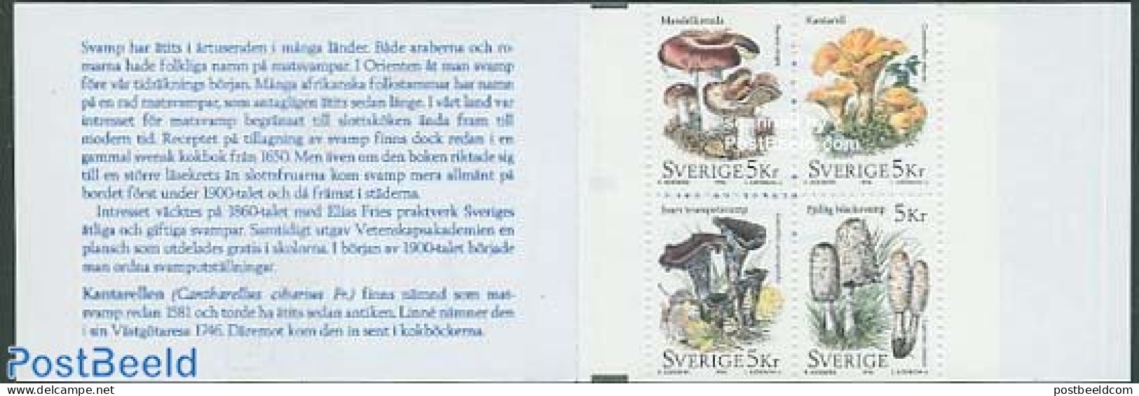 Sweden 1996 Mushrooms 4v In Booklet, Mint NH, Nature - Mushrooms - Unused Stamps