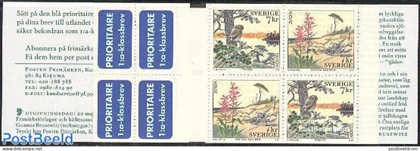 Sweden 1999 Europa 2x2v In Booklet, Mint NH, History - Nature - Europa (cept) - Birds - Owls - National Parks - Stamp .. - Ongebruikt