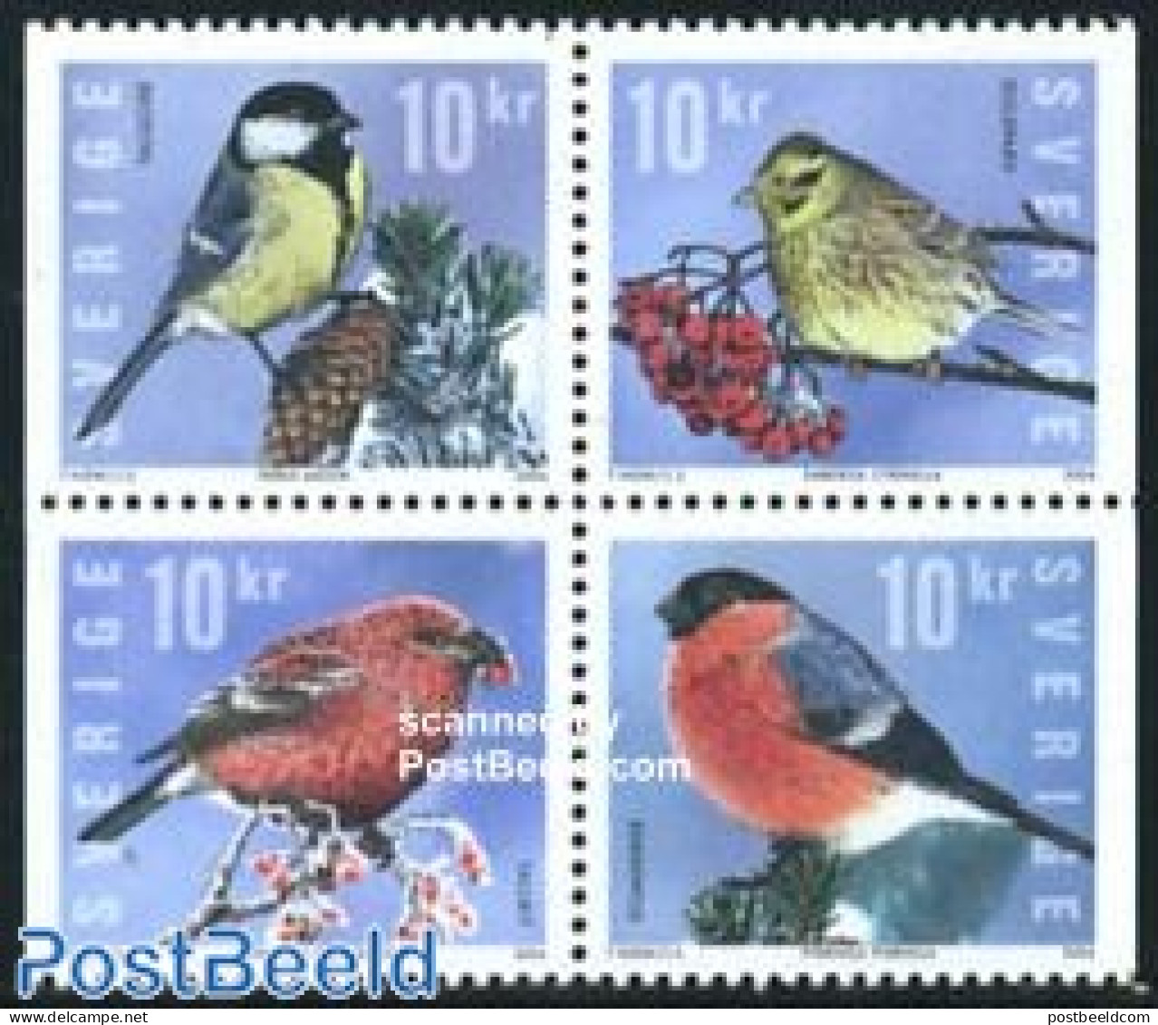 Sweden 2004 Winter Birds 4v From Booklet, Mint NH, Nature - Birds - Stamp Booklets - Ongebruikt