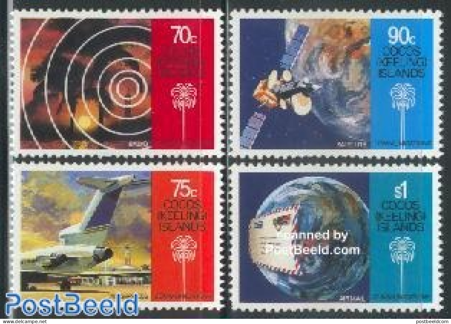 Cocos Islands 1987 Communication 4v, Mint NH, Science - Transport - Telecommunication - Aircraft & Aviation - Space Ex.. - Télécom